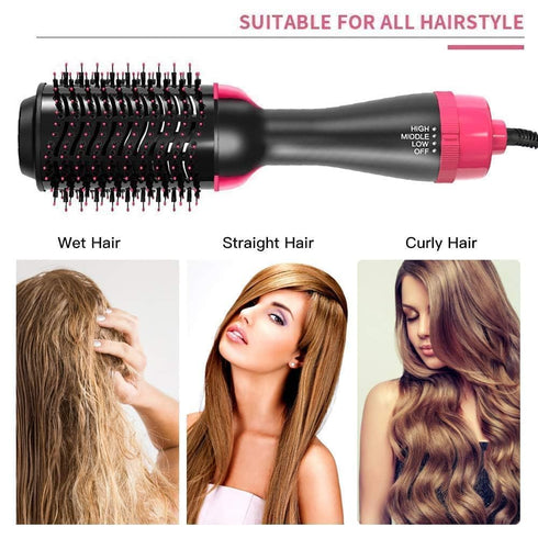 One Step Hair Dryer 4-in-1 Ionic Blow Dryer Brush & Styler for Straightening, Curling, and Detangling, Professional Ceramic Material